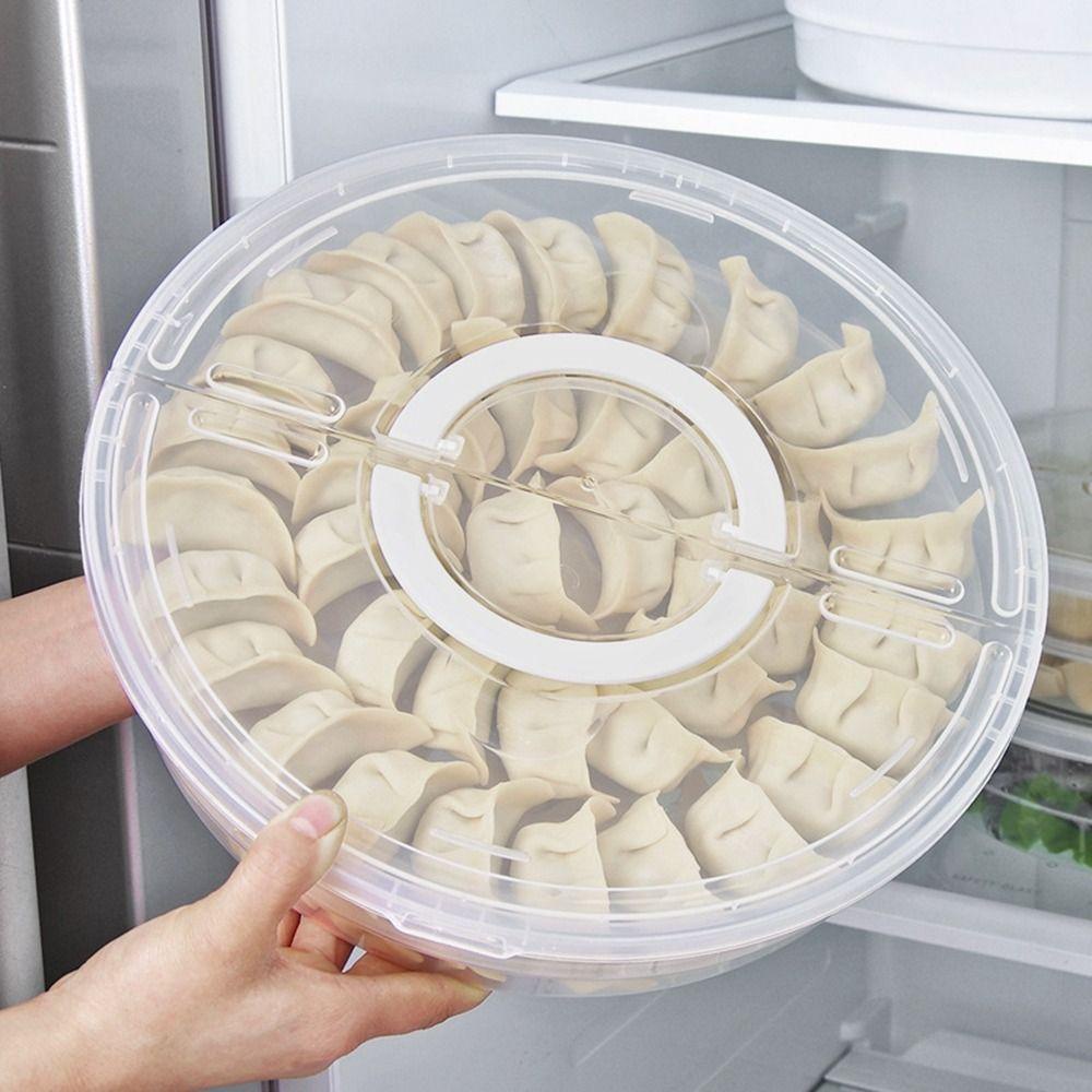 [Elegan] Wadah Makanan 1Pcs Tahan Lama Dengan Tutup Kedap Udara Pengawet Untuk Daging Pizza Dumplings Storage Tray