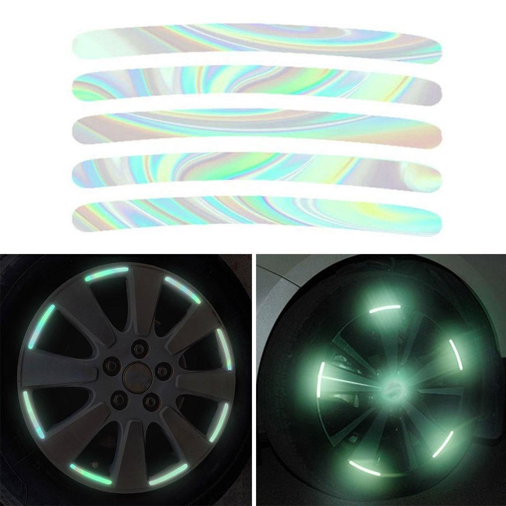 Populer 80PCS Strip Reflektif Roda Mobil Aksesoris Mobil Self-adhesive Luminous Sign Tape