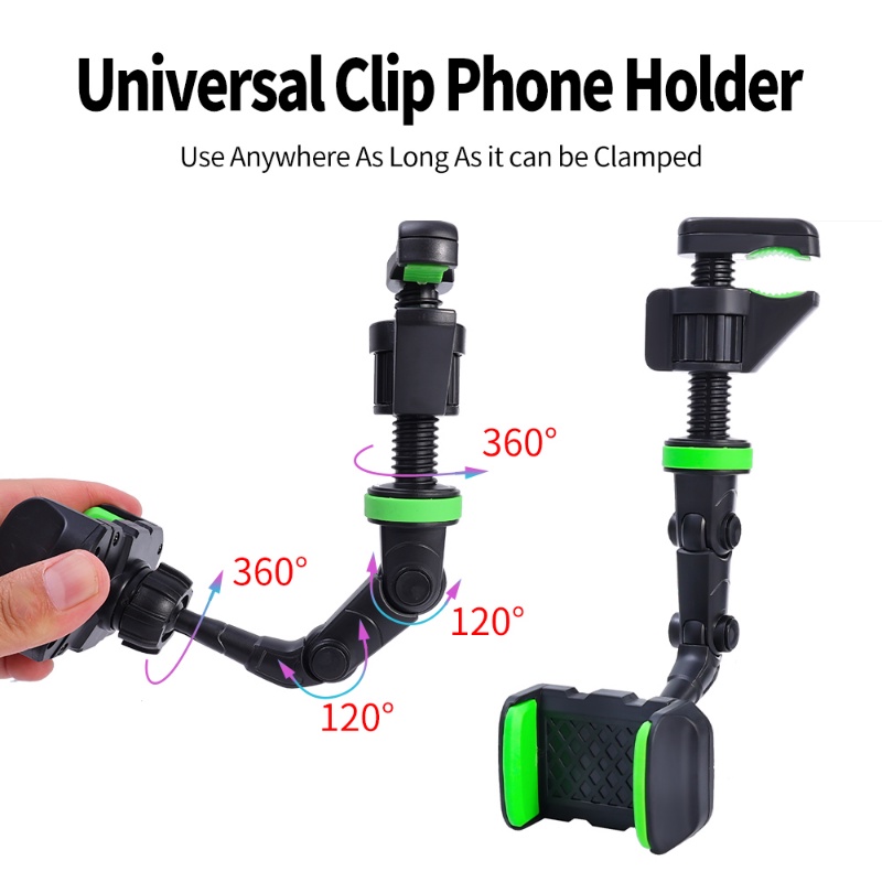 1pc Stand Handphone ABS Dipasang Cermin Mobil Portabel/ Dudukan GPS Otomotif Dapat Diputar Dapat Dilipat 360derajat/ Bracket Smartphone Kendaraan Universal