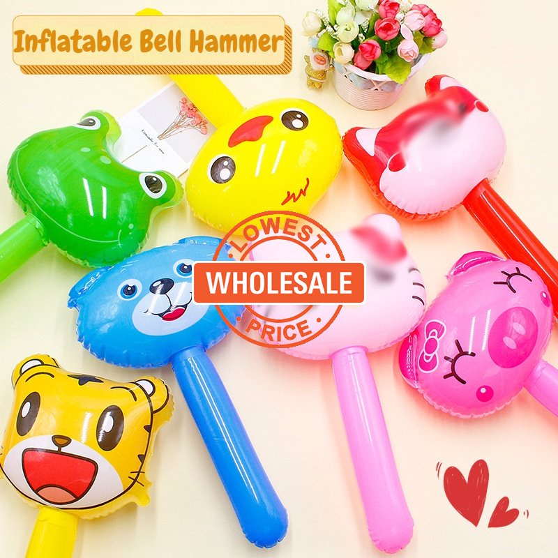 [Harga Grosir] Smallinflatablebellhammerballoonbabyshowertangantongkatmainanfavorsinflatabletoyairballoonkidsbirthdayforestthemepestadekorasihewankepalatoyballoonstick