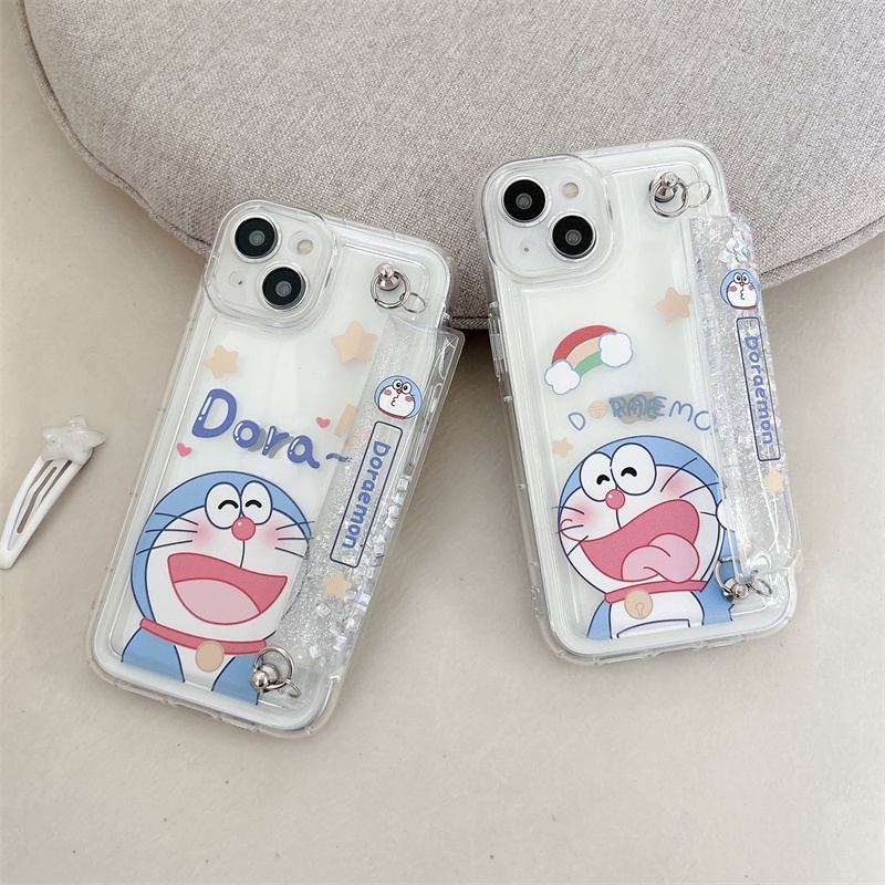 IPHONE Casing Kartun Transparan Cocok Untuk Iphone14 13 12 11 Pro Max Doraemon Mobile Wristband Protection Case