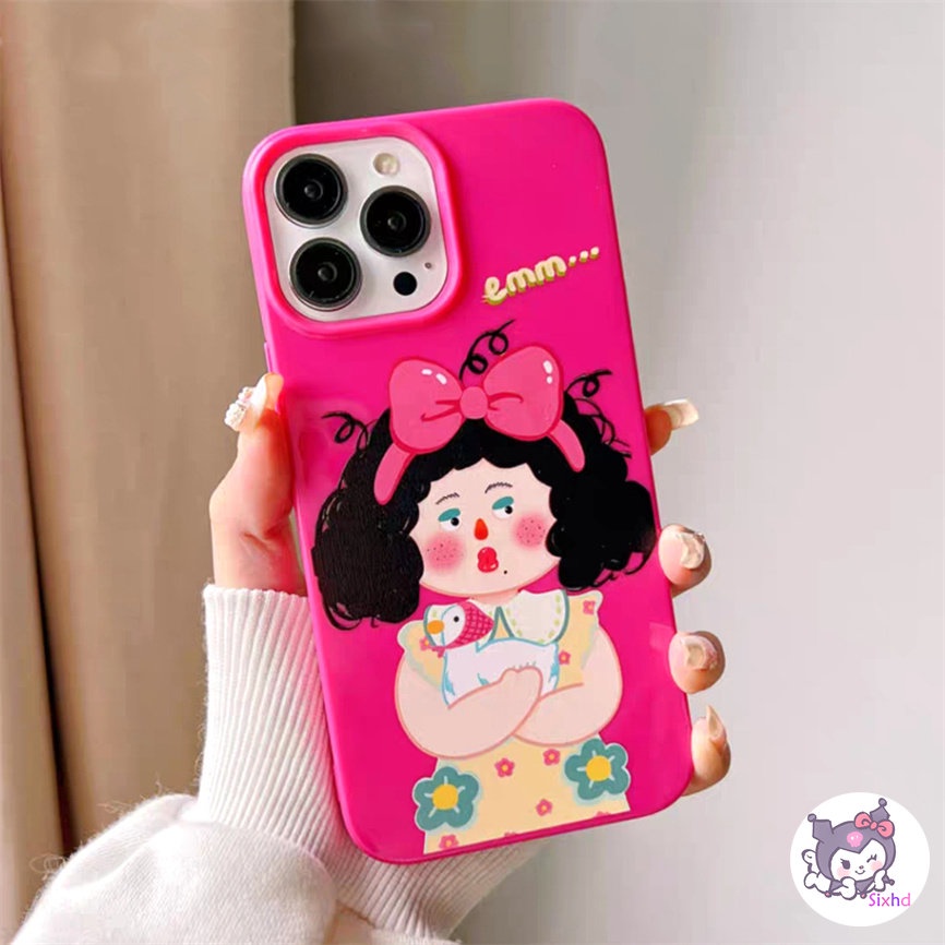 IPHONE Kompatibel Untuk Iphone14 13 12 11 Pro Max SE 2020 X Xr Xs Max8 7 6Plus Lucu Menyenangkan Gadis Gemuk Ponsel Silikon Case Lembut Anti Jatuh Pelindung TPU Cover XJJJJ