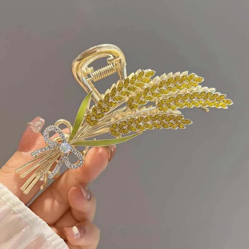 Alloy Shine Bling Yellow Wheat Hair Clip Hair Pin Untuk Wanita Perempuan Ekstensi Rambut Penjepit Aksesori Rambut