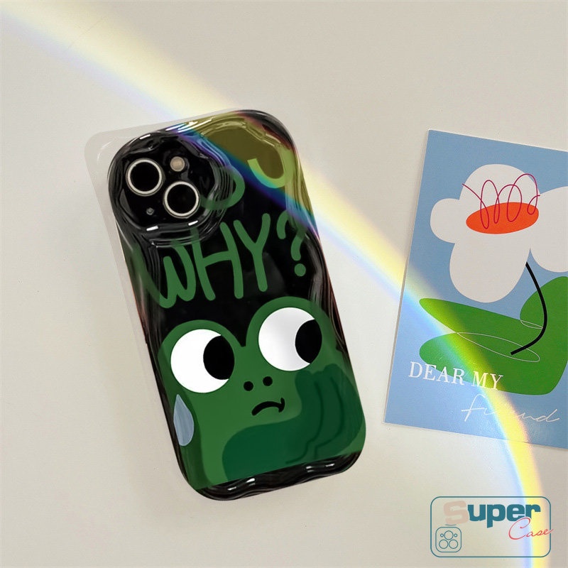 Untuk Samsung A24 A14 A30s A23 A30 A04s A03s A20 A31 A12 A04 A50 A13 A50s A02s A51 A20s A10s A32 A03 A52s A52 A11 A21s Kartun Buaya Kodok Lembut 3D Bergelombang Lengkung Tepi Pasangan Cover