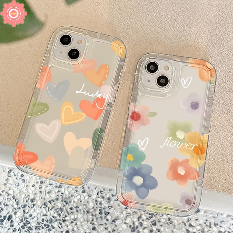 Flowers Casing Ponsel Untuk Redmi 12C 10C 10A A1 9T 9 10 9A 9C NFC Redmi Note10 9 11 8 10 Pro Max 10s 11s POCO F4 Bunga Cinta Hati Airbag Shockproof Soft Case