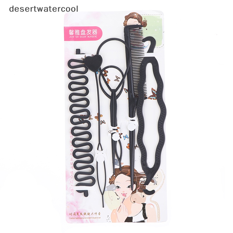 Deid 6pcs/set Alat Mengepang Gaya Rambut Tarik Melalui Rambut Disk Sisir Rambut Martijn