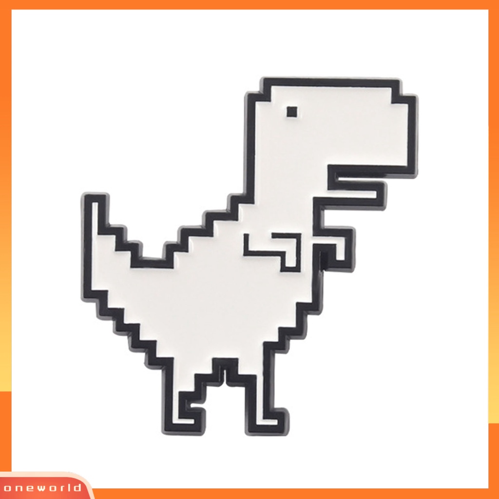 [ONE] Dinosaurus Bros Retro Pixel Geometris Dinosaurus Putih Paduan Pin Elegan Kostum Aksesoris Indah Kartun Hewan Lencana Enamel Bros Hadiah Ulang Tahun