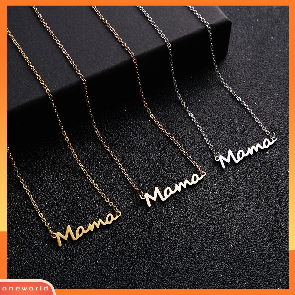 [ONE] Adjustable Elegan Link Rantai Wanita Kalung Mama Huruf Liontin Kalung Untuk Hari Ibu