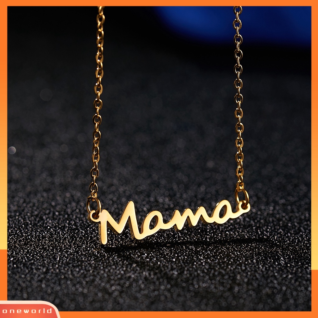 [ONE] Adjustable Elegan Link Rantai Wanita Kalung Mama Huruf Liontin Kalung Untuk Hari Ibu