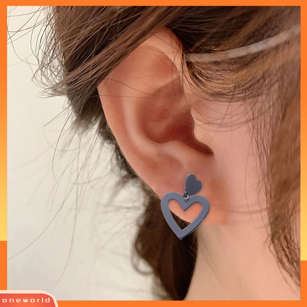 [ONE] 1pasang Anting Tusuk Anting Liontin Akrilik Hati Ringan Hypoallergenic Warna-Warni Simple Untuk Wanita