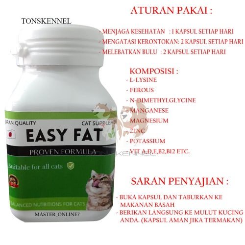 EASY FAT 50 KAPSUL - Vitamin Kucing Penggemuk Badan dan Penambah Nafsu Makan Cat Kitten Adult