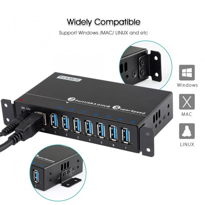 PNK23 SIPOLAR A-173 Industrial USB HUB 7 Port USB3.0 Super Speed