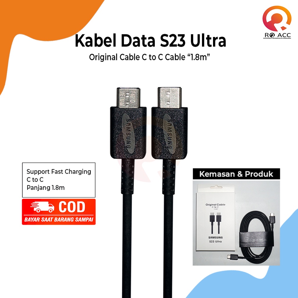 [RO ACC] KABEL DATA CHARGER SAMSUNG S23 ULTRA TYPE C SUPER FAST CHARGING ORIGINAL 1.8M