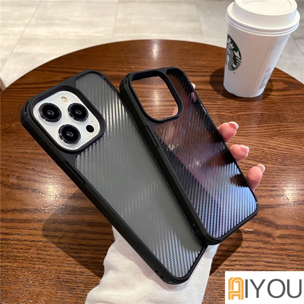 Casing iphone 14 13 12 pro max 11 pro xs max xr x 7 8 plus SE 2020 12 mini Bahan Serat Karbon Shockproof