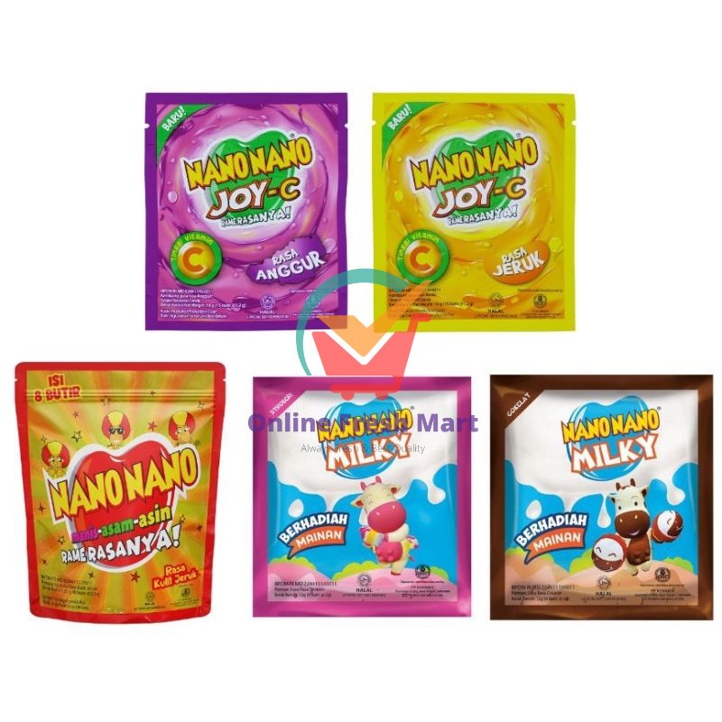 

NANO NANO aneka permen rasa Kulit Jeruk milky cokelat strawberry baru joy C jeruk anggur - Online Fresh Mart Denpasar