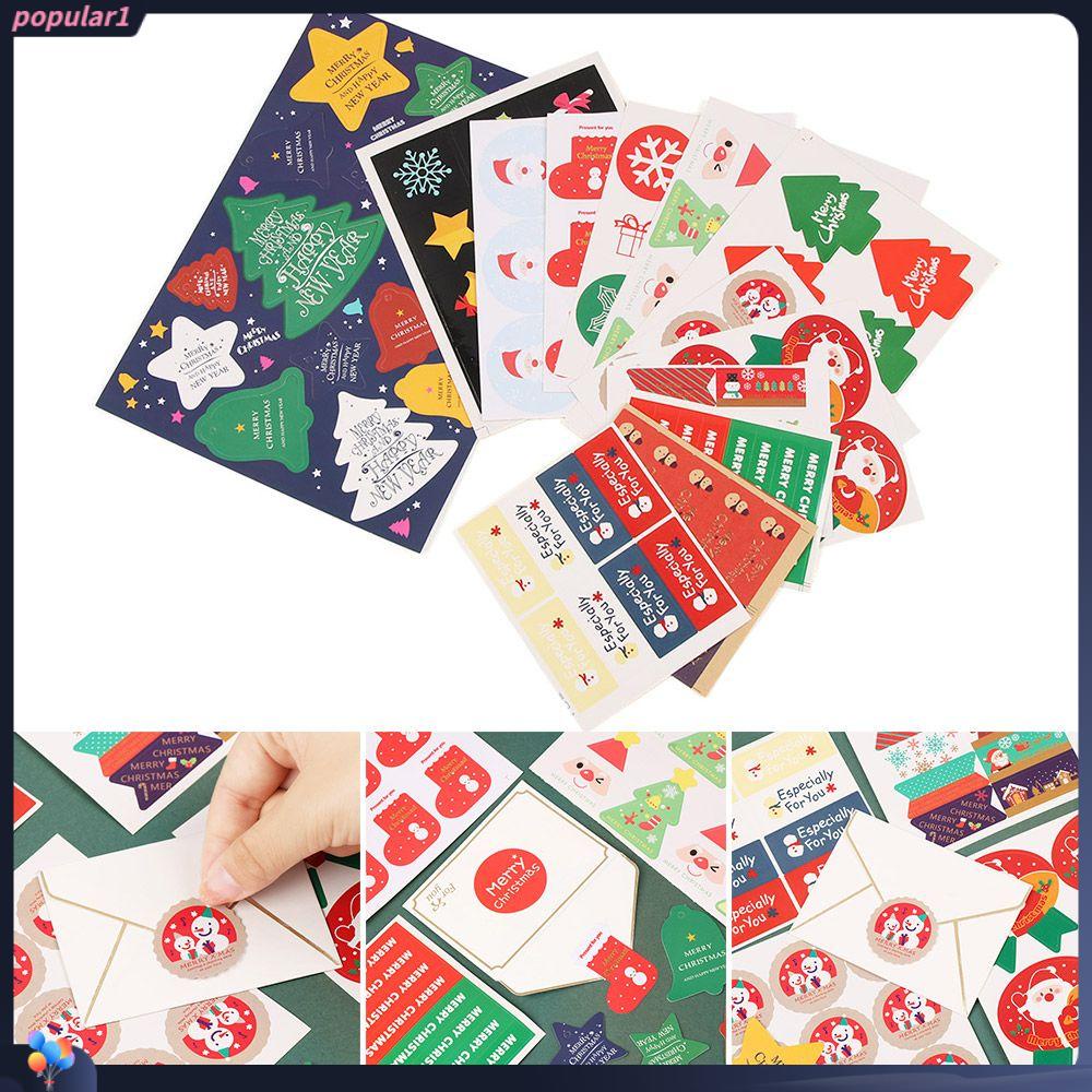 Populer 5pcs Stiker Kemasan Lucu Natal Self Adhesive Sealing Sticker