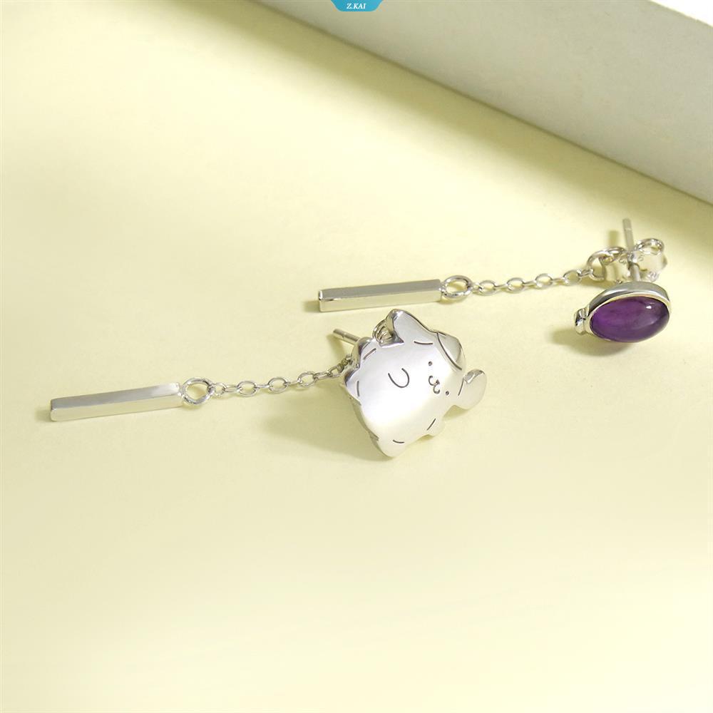 Sanrio Kawaii Pom Pom Purin Wonderland Balon Kristal Permata Biru Merancang Anting Halus Versi Korea Dari Anting Lucu Dan Kreatif [ZK]