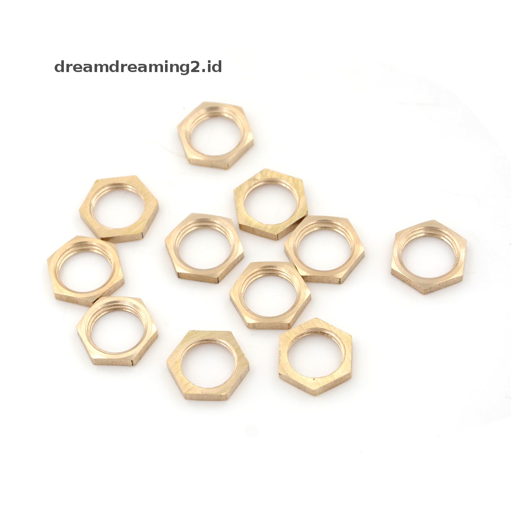 (drea) 10pcs Mur Hex Lock Kuningan Pipa Fitg 1/4&quot; BSP Female Drat/