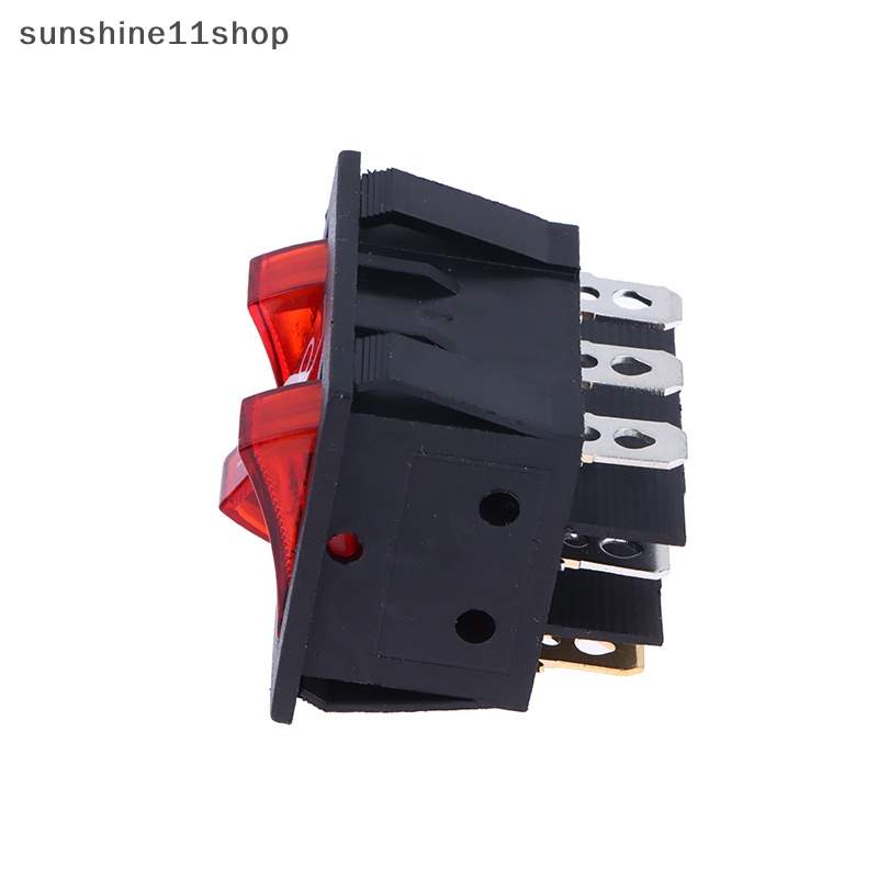 Sho Rocker Switch KCD3 Lampu Merah 3arah Saklar Hitam 9pin 2posisi ON-OFF/ON-ON 16A/20A 250/125V AC Triple Power Switch N