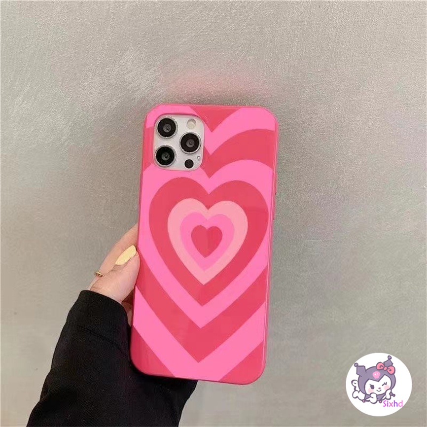 IPHONE Kompatibel Untuk Iphone14 13 12 11 Pro Max SE 2020 X Xr Xs Max8 7 6Plus Silikon Ins Pink Love Cute Heart Phone Case Lembut Anti Jatuh Pelindung TPU Cover