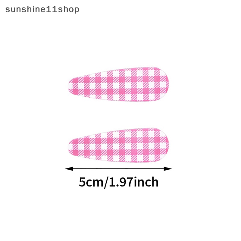 Sho 2pcs Kroean Elegan Kotak-Kotak Jepit Rambut Hairgrip Hair Clip Untuk Anak Perempuan Wanita Anak Kepiting Vintage Untuk Hadiah Aksesoris Rambut N