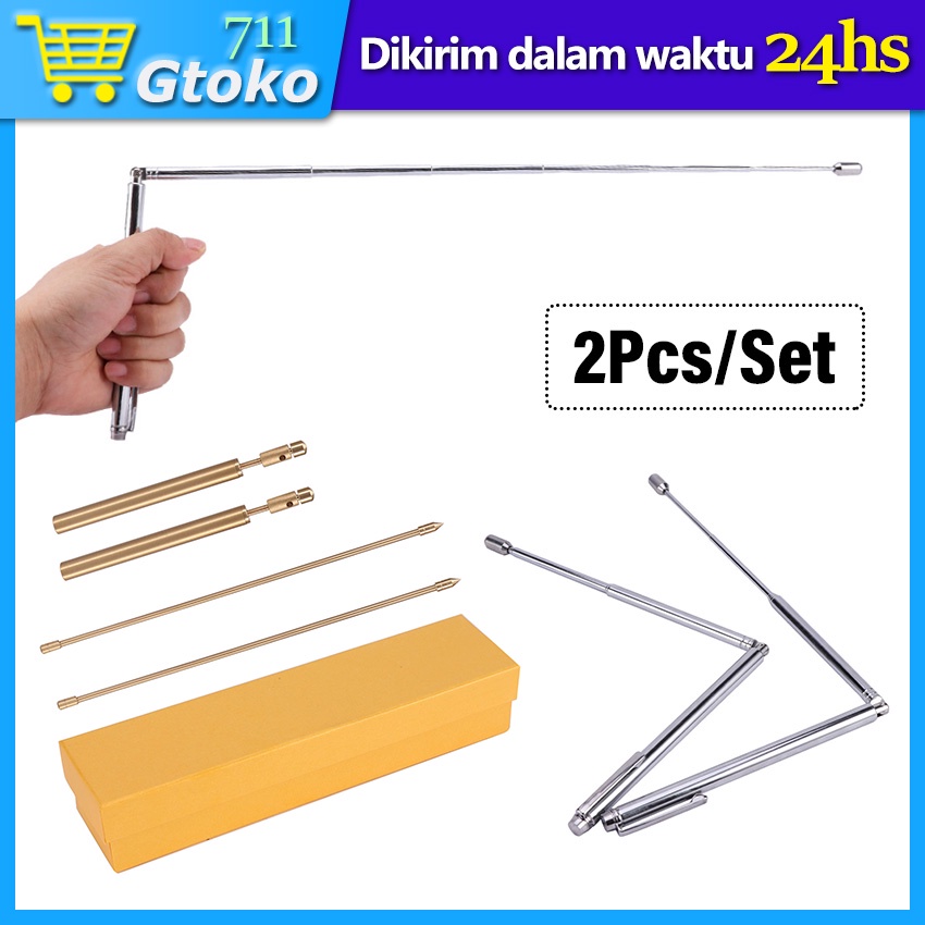 2PCS DOWSING ROD ALAT DETEKSI SUMBER MATA AIR PENDETEKSI ALIRAN AIR KUNINGAN TONGKAT DOWSING