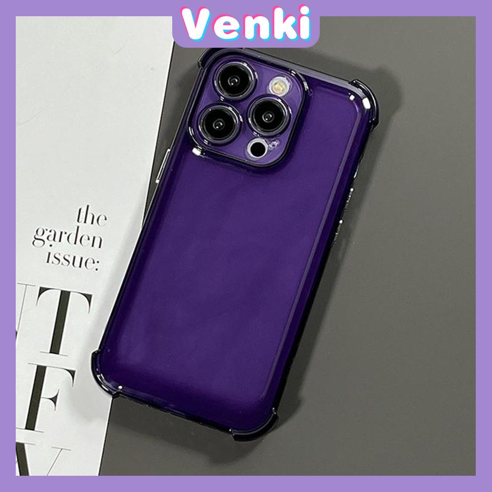 VENKI - Untuk iPhone Case Bening Phone Case Soft TPU Airbag Tahan Guncangan Kamera Case Simple Comfort Ungu Hitam Kompatibel dengan iPhone 14 Pro Max 13 Pro max 12 Pro Max 11 xr xs max 7 8