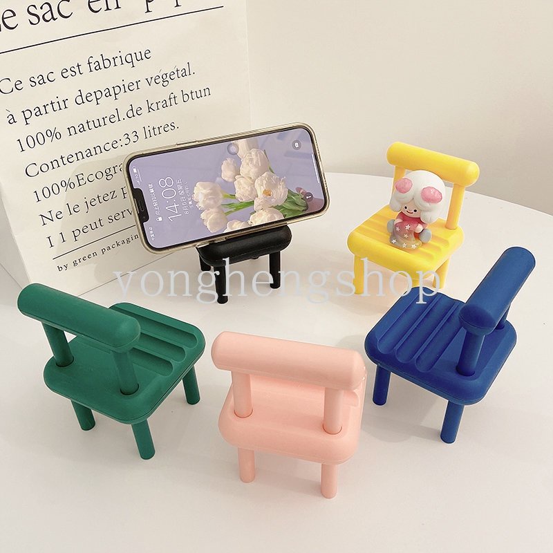Kreatif Kursi Mini Berbentuk Bracket Ponsel Kawaii Bangku Kecil Yang Dapat Disesuaikan Rak Ponsel Ponsel Tablet Berdiri Malas Dudukan Ponsel Desktop Dekorasi Hiasan Hadiah Anak