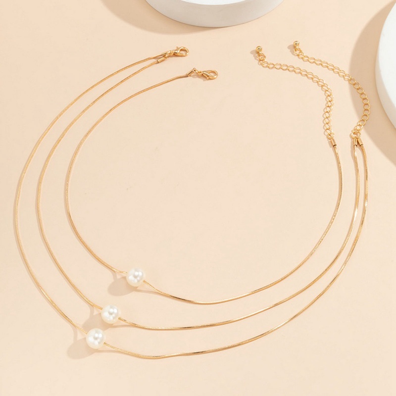 Retro Emas Mutiara Kalung Untuk Wanita Multi-Layer Kalung Aksesoris Perempuan