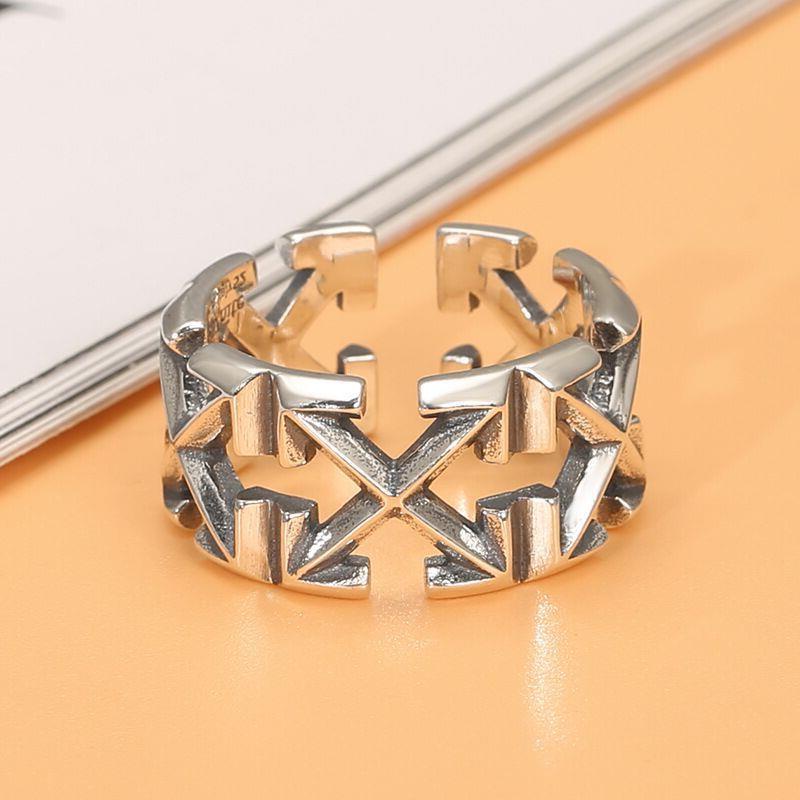 Retro Dual Arrowhead X Ring - Aksesoris Artistik Untuk Pria