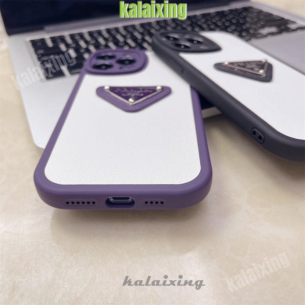 Casing Hp Prada Kulit Untuk iPhone 14 Promax14Plus13 12 Mini 11 Pro Max Xs Max Xr X Xs7 /8 Plus Casing Lucu Tutup Belakang Lensa Bulat