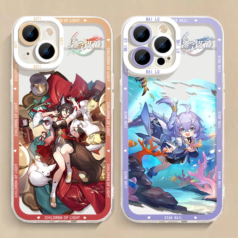 IPHONE Honkai Star Rail Himeko Soft Phone Case Kompatibel Untuk Iphone14 11 13 12 Pro Max XS XR X8 7 6S Plus Mini Bailu Tingyun Casing Transparan TPU Silikon Shockproof Cover