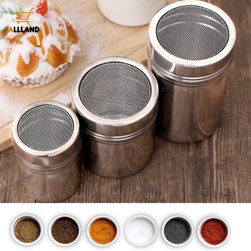 3ukuran Botol Bumbu Stainless Steel Untuk Kain Lap Kopi Cocoa Cinnamon Sugar/ Wadah Toples Bumbu Jaring Halus Dengan Tutup Anti Debu