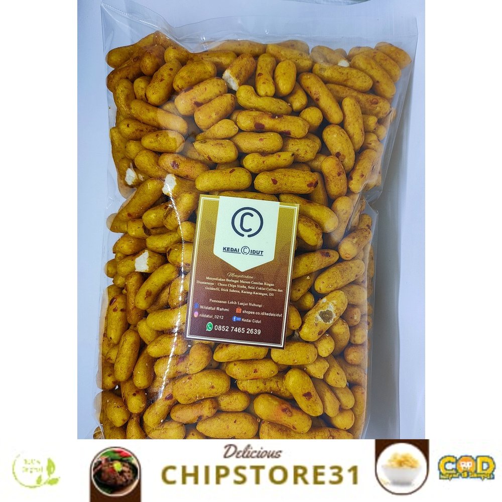 

New Snack Cemilan Pilus Pedas Manis Gurih / telur ikan pedas kemasan repack 400gr