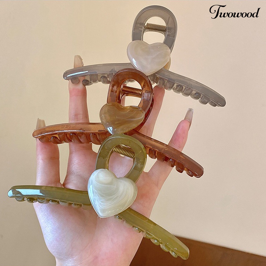 Twowood Women Hair Gripper Sweet Style Cakar Kuat Dekorasi Hati Rambut-fixed Candy Color Lady Hair Claw Aksesoris Rambut