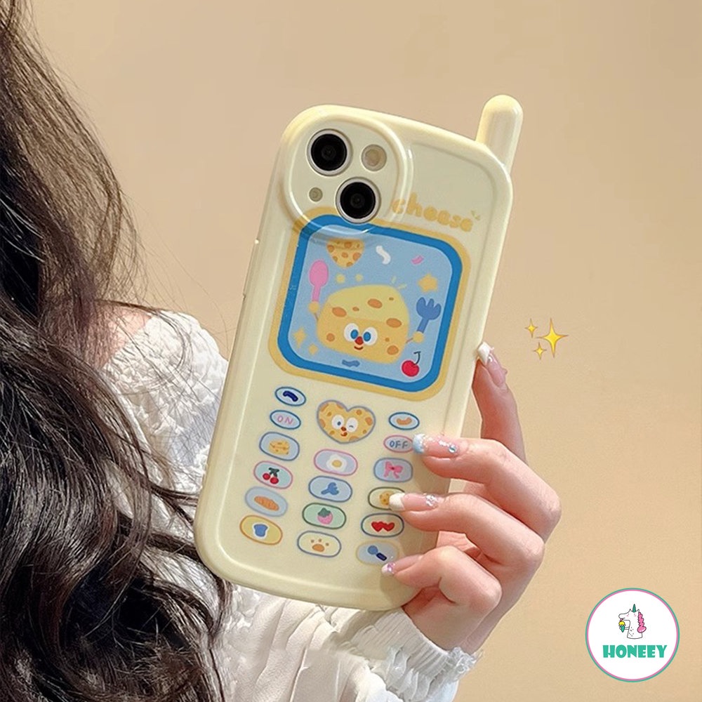 IPHONE Ins Casing Ponsel Keju Lucu Untuk Iphone14 13 12 11 Pro Max XS XR 7 8Plus Kawaii Desain Keyboard 3D Tahan Guncangan Soft Cover