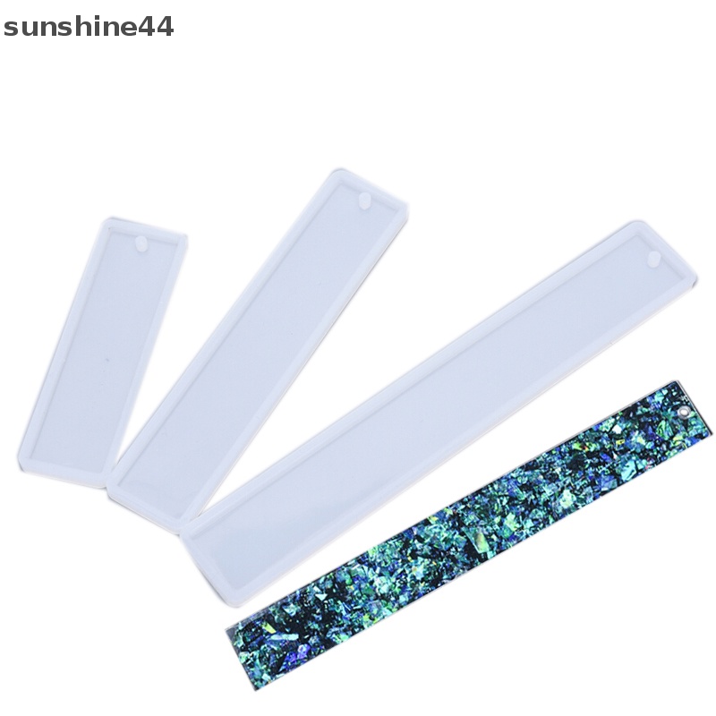 Sunshine 3Pcs Persegi Panjang Bookmark UV Cetakan Silikon Epoxy Resin Mold DIY Kerajinan Membuat ID