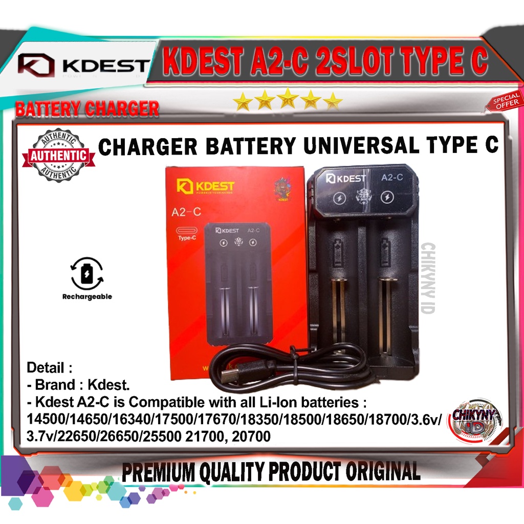 KDEST A2-C TYPE C 2 SLOT CHARGER BATTERY ORIGINAL KDEST