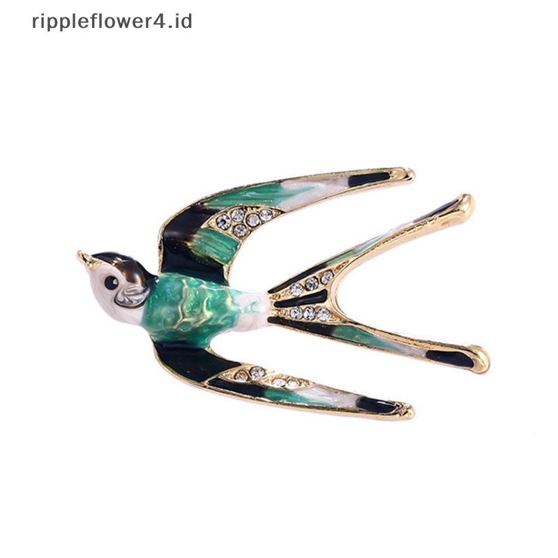 {rippleflower4.id} Pin Enamel Wanita Bros Topi Baju Lencana Enamel Burung Walet Kerah Bros Pin Kerah Baju Teman Perhiasan~