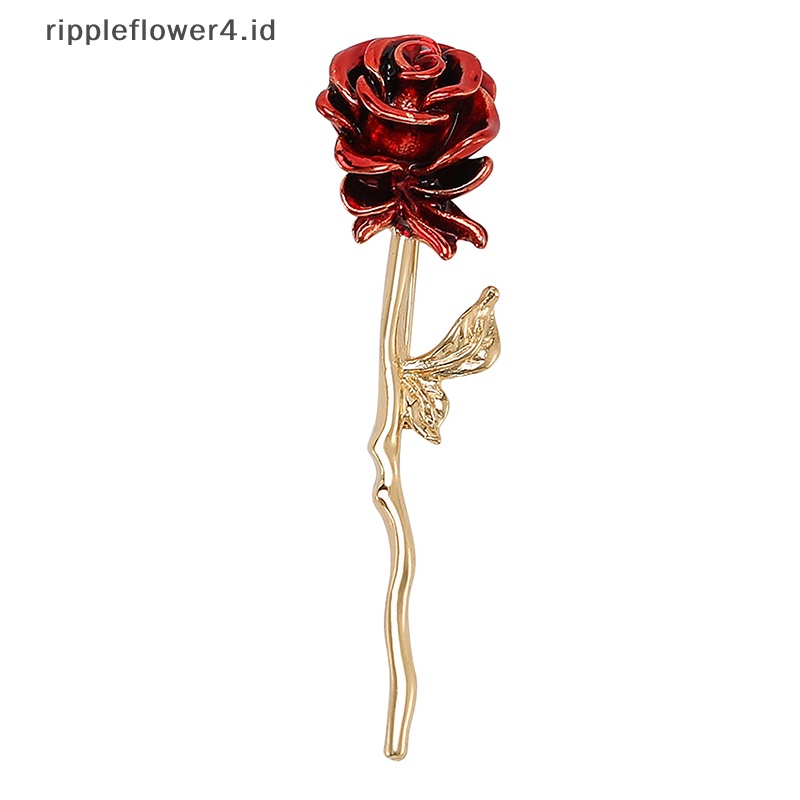 {rippleflower4.id} Bros Mawar Sederhana Elegan Kreatif Korsase Fashion Bros Pin Cahaya Perhiasan Gaun Aksesoris Untuk Wanita Hadiah Pesta~