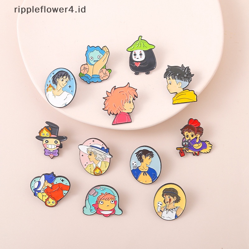 {rippleflower4.id} Pin Enamel Film Kartun Howl Sofia Ponyo Bros Lencana Kerah Pin Lucu Anime Perhiasan Hadiah Untuk Teman Anak~