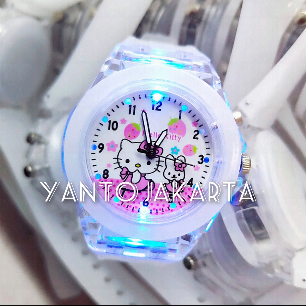 JAM TANGAN ANAK HELLO KITTY JELLY LED KOREAN FASHION