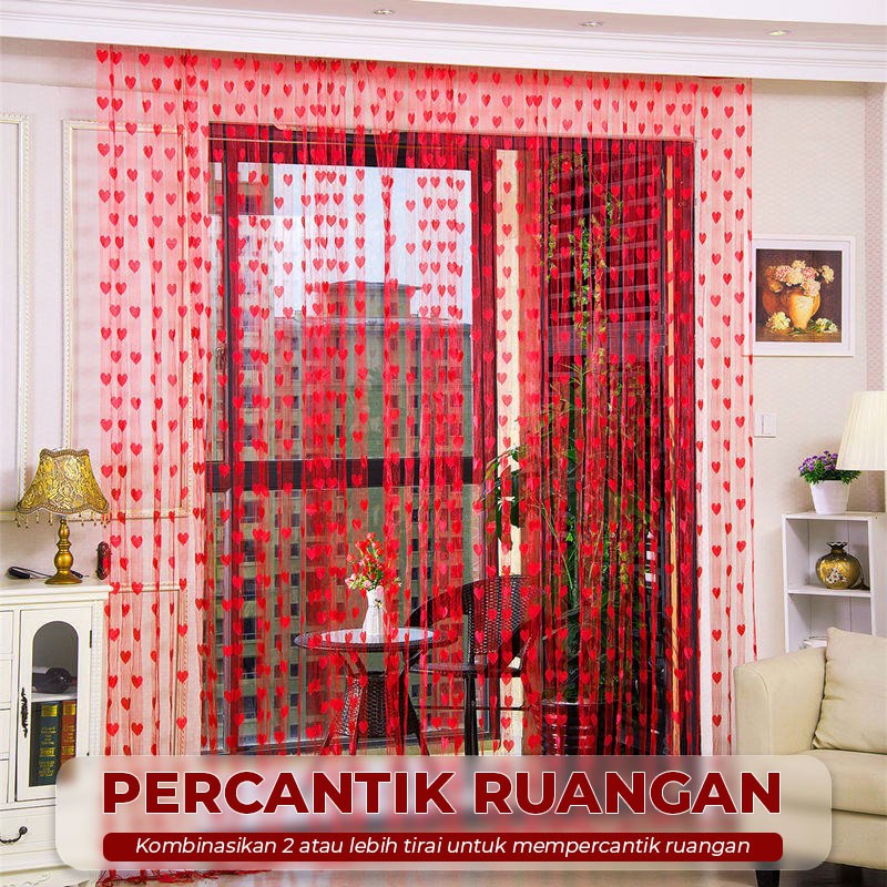 Tirai Pintu Kamar Tidur / Tirai Benang Motif Love Dan Kupu