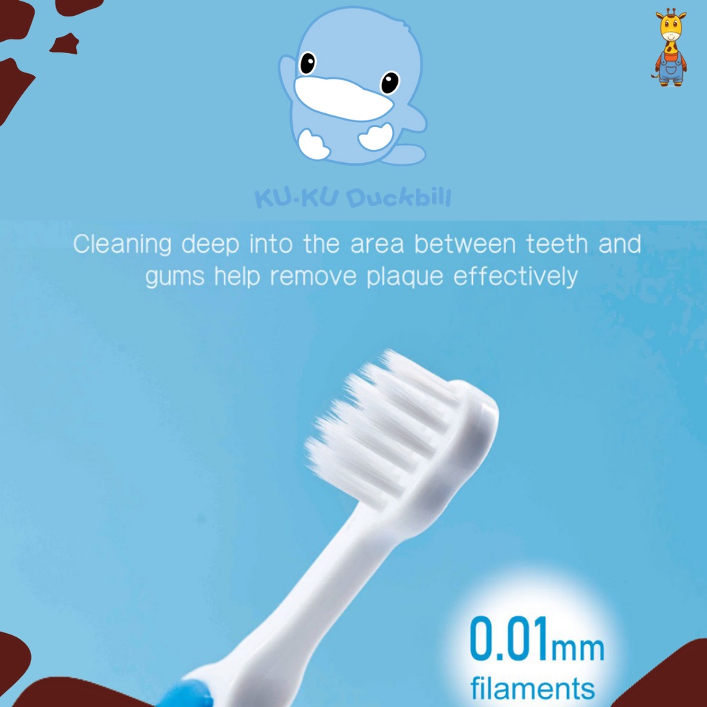 Kuku Duckbill Toothbrush Set KU1128/KU1130 (3pcs) - Sikat Gigi Bayi