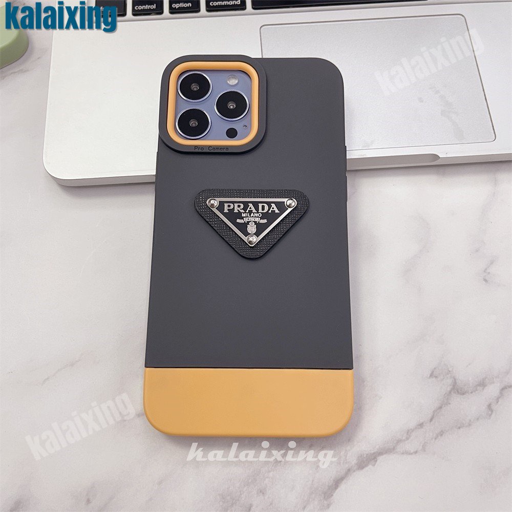 Case Logo Prada 3D Persegi Warna-Warni Untuk iPhone 14Plus 13pro Max 11 Pro X Xr Xs Max Case Warna Campur Soft Caing Tepi Lurus