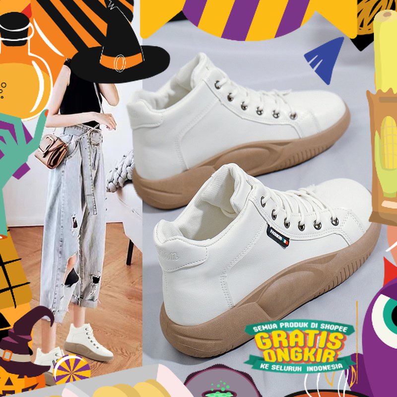 GROSIRTAS LV0272 Sepatu Sneakers Boots Bertali Wanita Import Premium Quality Sneakers Shoes Import F