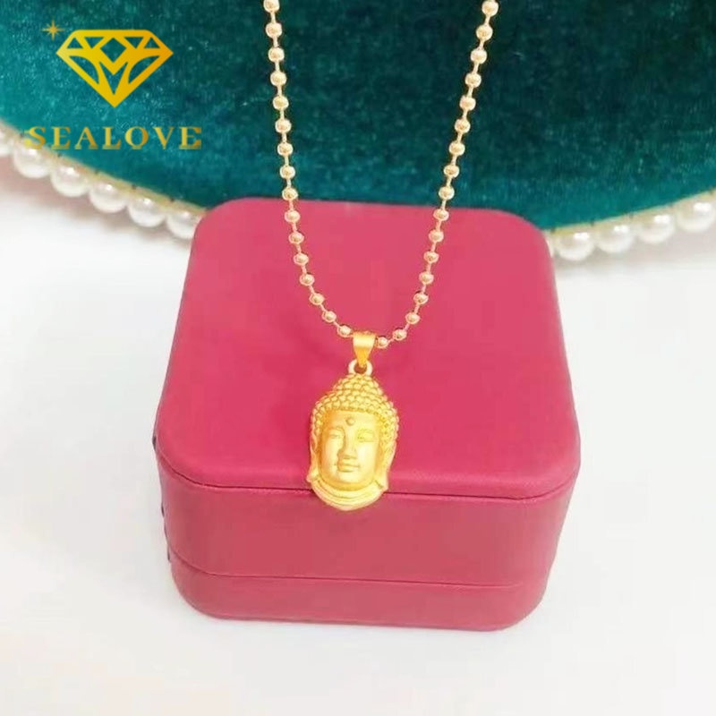 Kalung Titanium Wanita Anti Karat Asli Buddha Keberuntungan Emas 18K Anti Luntur Aksesoris Perhiasan