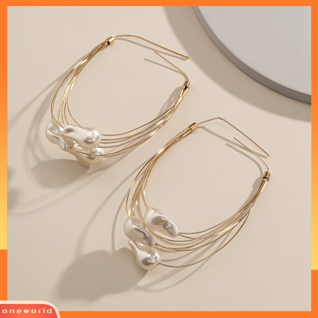 [WOD] 1pasang Anting Menjuntai Mutiara Imitasi Multi-layer Rumbai Perhiasan Semua Pertandingan Lingkaran Geometris Drop Earrings Aksesoris Wanita