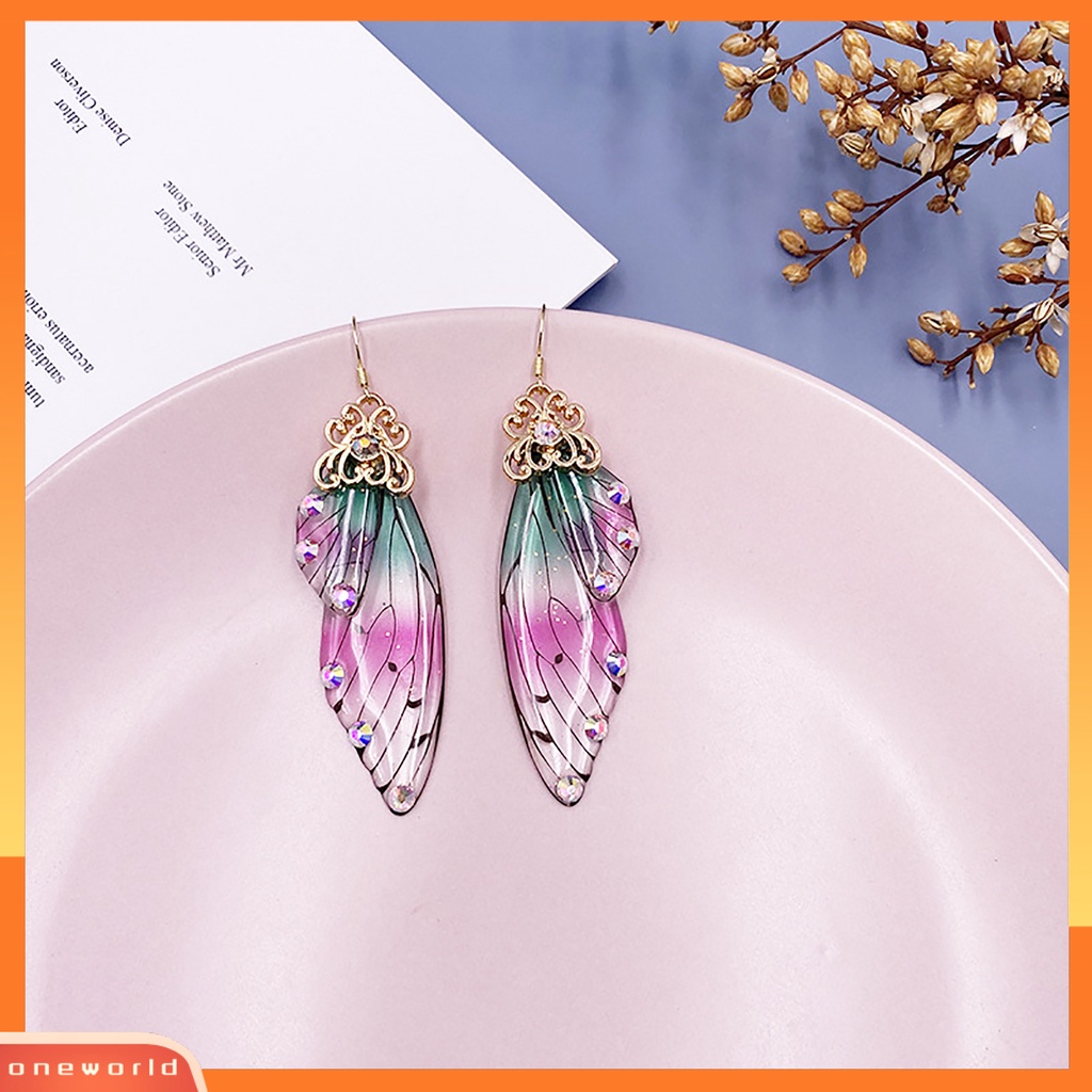 [WOD] Anting Fashion Wanita Berlian Imitasi Serangga Sayap Kupu-Kupu Ear Hook Perhiasan Hadiah