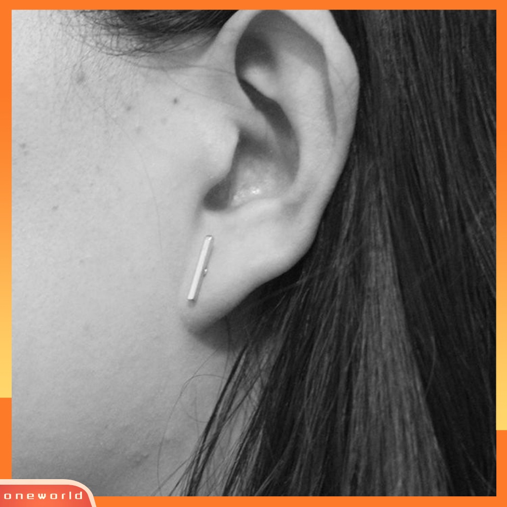 [WOD] Wanita Pria Fashion T Bar Alloy Ear Stud Earrings Pesta Perhiasan Hadiah Ulang Tahun